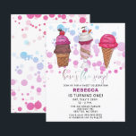 Budget Fun Ice crème, Birthday-uitnodiging<br><div class="desc">Budget Pink Paars Blue Fun Ice Cream party Birthday uitnodiging</div>