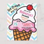 Budget Fun Ice crème, Birthday-uitnodiging (Voorkant)