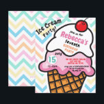Budget Fun Ice crème, Birthday-uitnodiging<br><div class="desc">Begroting Colorful Fun Ice crème party Birthday uitnodiging</div>