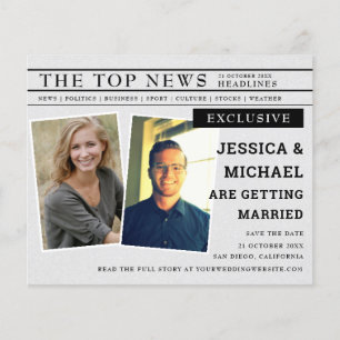 Budget Fun Newspapier Headline Photo Save the Date