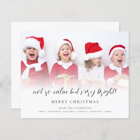 BUDGET Fun not so Calm Script Photo Holiday Kaart (Voorkant / Achterkant)