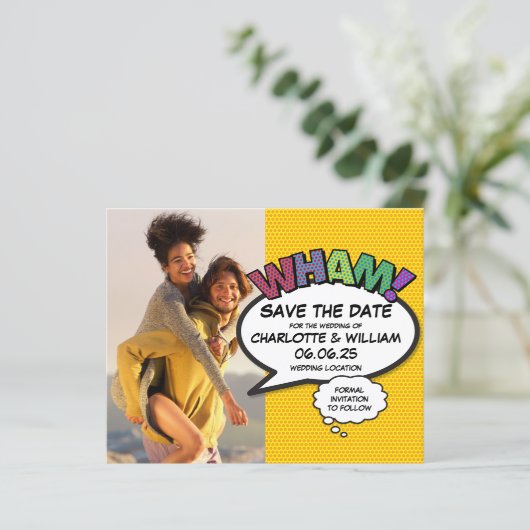 Budget Fun Photo Wedding Save the Date (Staand voorkant)