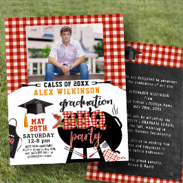 BUDGET Fun Red Afstuderen BBQ Party Invitation