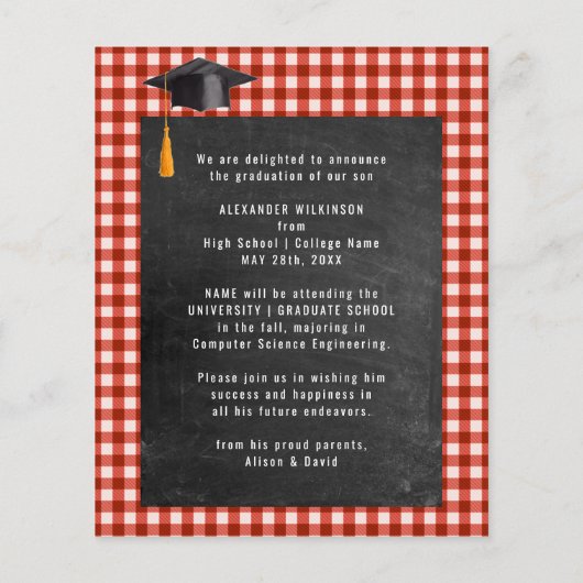 BUDGET Fun Red Afstuderen BBQ Party Invitation (Achterkant)