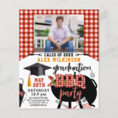 BUDGET Fun Red Afstuderen BBQ Party Invitation (Voorkant)