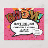 Budget Fun Retro Comic Book Boom Save the Date (Voorkant)