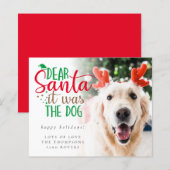 Budget Fun Santa Het was de Dog Photo Holiday Kaar (Voorkant / Achterkant)