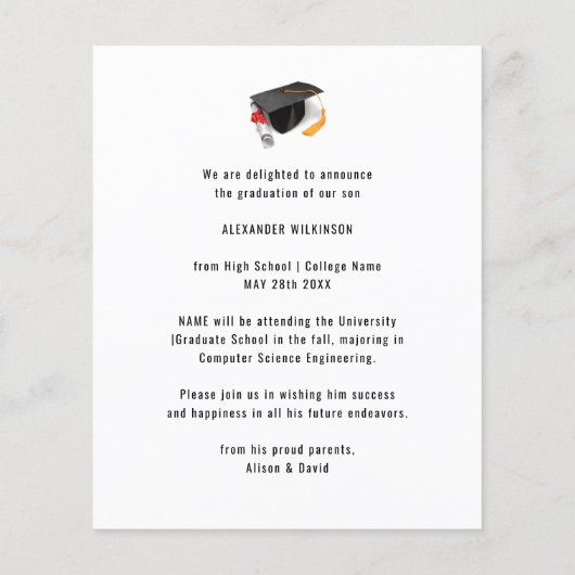 BUDGET Fun Script Afstuderen BBQ Party Invitation (Achterkant)