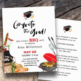 BUDGET Fun Script Afstuderen BBQ Party Invitation Flyer