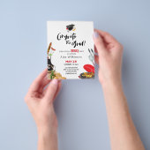 BUDGET Fun Script Afstuderen BBQ Party Invitation Flyer (Hand)