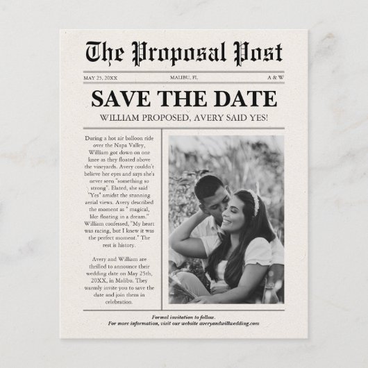 Budget Fun Trouwkrant Save The Date Flyer (Voorkant)