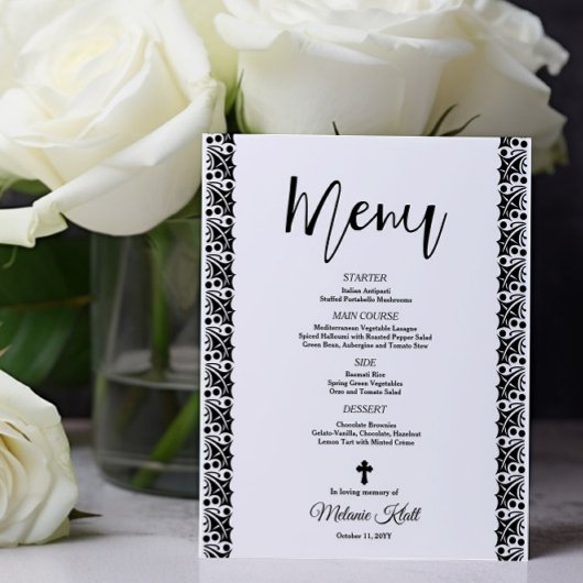 Budget Funeral Black and White Menu Kaart