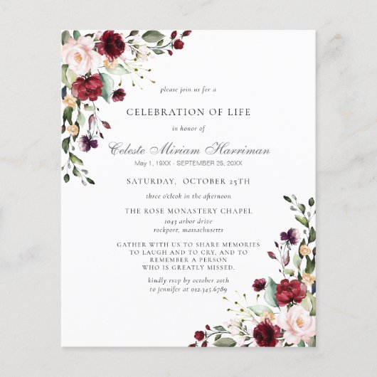 Budget Funeral Burgundy Red Rose Floral (Voorkant)