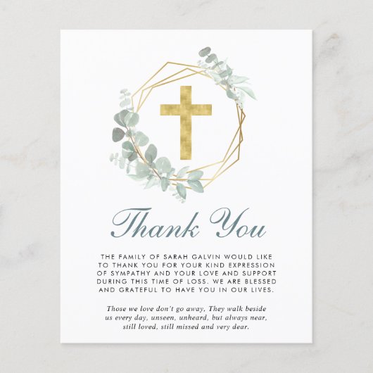 Budget Funeral Cross Eucalyptus Foto bedankt (Voorkant)