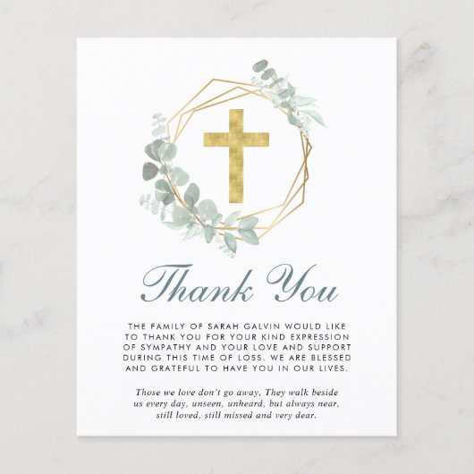 Budget Funeral Cross Eucalyptus Hartelijk dank (Voorkant)