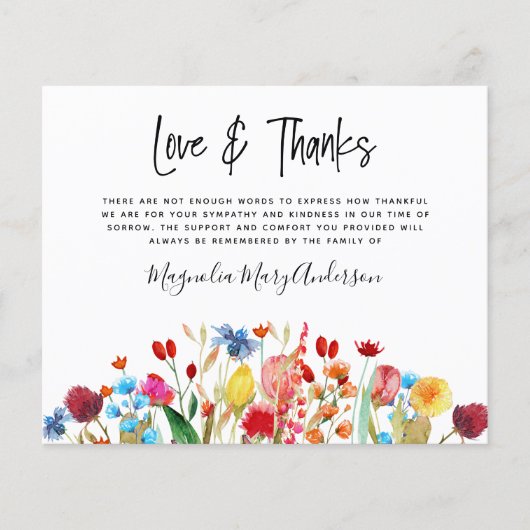 BUDGET Funeral Hartelijk dank | Moderne wilde bloe (Voorkant)