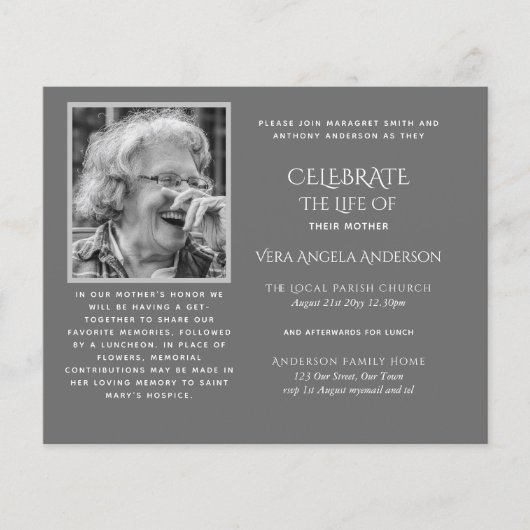 BUDGET Funeral Herdenkings- UITNODIGING Terugblik (Voorkant)