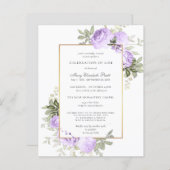 Budget Funeral Invitation Paars Floral (Voorkant / Achterkant)