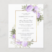 Budget Funeral Invitation Paars Floral (Voorkant)