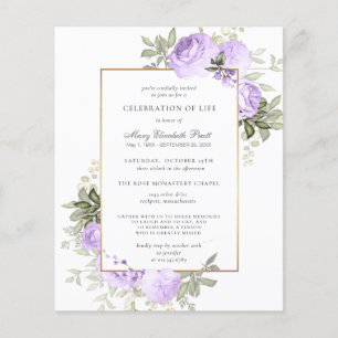 Budget Funeral Invitation Paars Floral