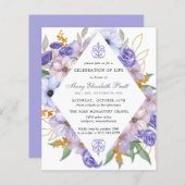 Budget Funeral Invitation Paars Floral (Voorkant / Achterkant)