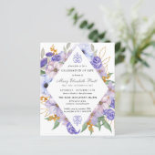 Budget Funeral Invitation Paars Floral (Staand voorkant)