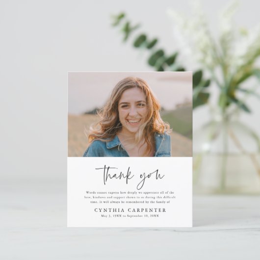 Budget Funeral Memorial Foto: Dank u kaart (Staand voorkant)