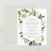 Budget Funeral Memorial White Floral Invitation (Voorkant / Achterkant)