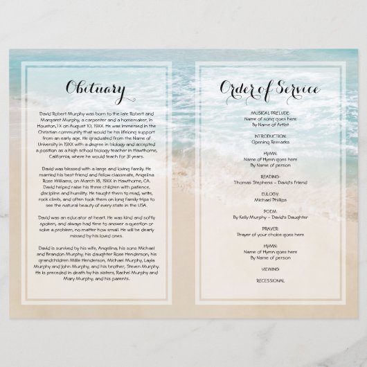 Budget Funeral Ocean Memorial Programme (Achterkant)