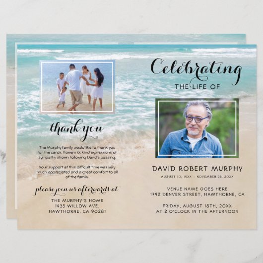 Budget Funeral Ocean Memorial Programme (Voorkant / Achterkant)