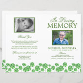 Budget Funeral Order of Service Clover-programma (Voorkant / Achterkant)