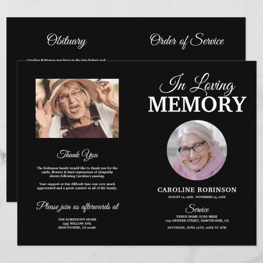 Budget Funeral Order of Service Memorial Programme (Voorkant / Achterkant)