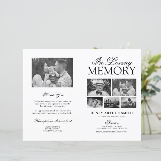 Budget Funeral Order of Service Photo Program (Staand voorkant)