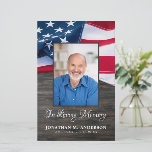 Budget Funeral Patriotic Memorial Service Programm (Staand voorkant)