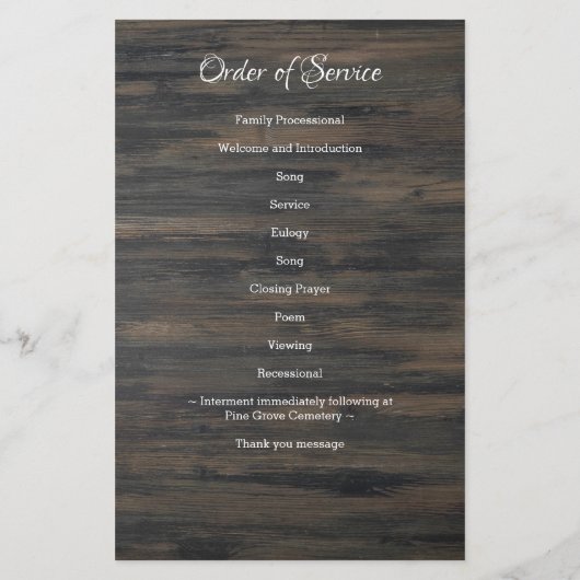 Budget Funeral Patriotic Memorial Service Programm (Achterkant)