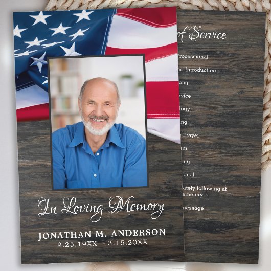 Budget Funeral Patriotic Memorial Service Programm