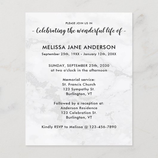 Budget Funeral Photo Memorial Celebration of Life (Achterkant)