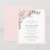 Budget Funeral Pink Floral Uitnodiging (Voorkant / Achterkant)