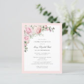 Budget Funeral Pink Floral Uitnodiging (Staand voorkant)