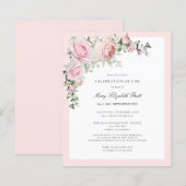 Budget Funeral Pink Floral Uitnodiging (Voorkant / Achterkant)