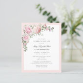 Budget Funeral Pink Floral Uitnodiging (Staand voorkant)