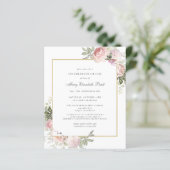 Budget Funeral Pink Floral Uitnodiging (Staand voorkant)