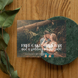 Budget Funny Free Cake Open Bar sparen de datum Aankondigingskaart