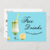Budget Funny Gratis Drinken Bruiloft Save the Date Aankondigingskaart (Voorkant / Achterkant)