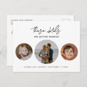 Budget Funny Kinder Photo Wedding Save the Date Aankondigingskaart (Voorkant / Achterkant)