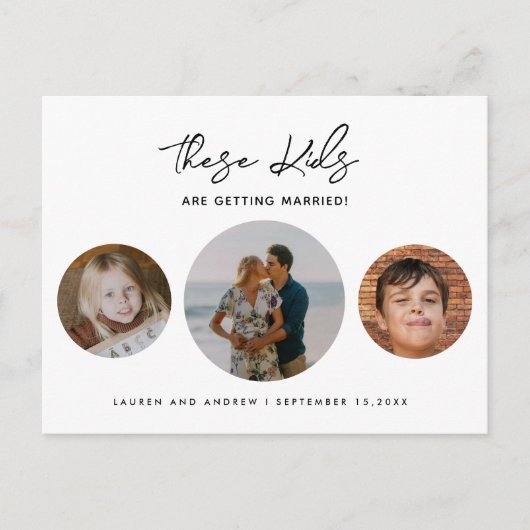 Budget Funny Kinder Photo Wedding Save the Date Aankondigingskaart (Voorkant)