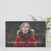 Budget Funny Naughty 3 Foto Kerstmis Kaart (Staand voorkant)
