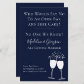 BUDGET Funny Open Bar Free Cake Save the Date (Voorkant / Achterkant)