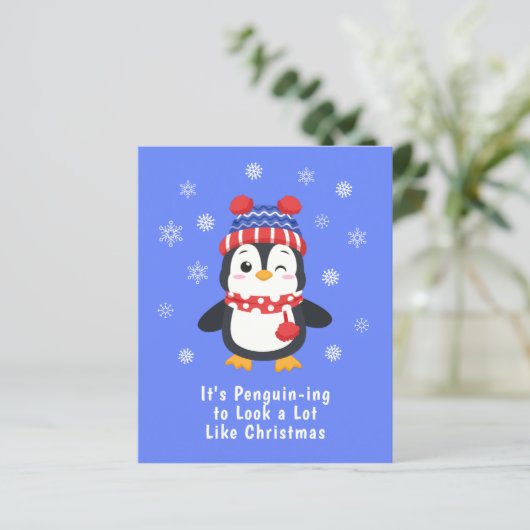 Budget Funny Penguin-kerstKaart (Staand voorkant)