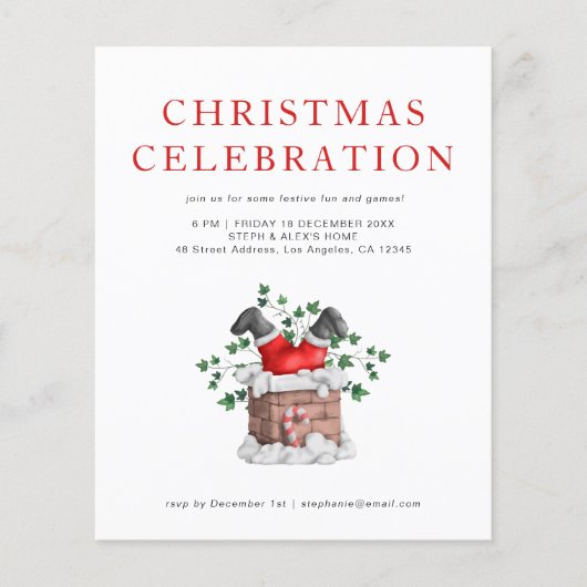 Budget Funny Santa Kerstparty Uitnodiging (Voorkant)